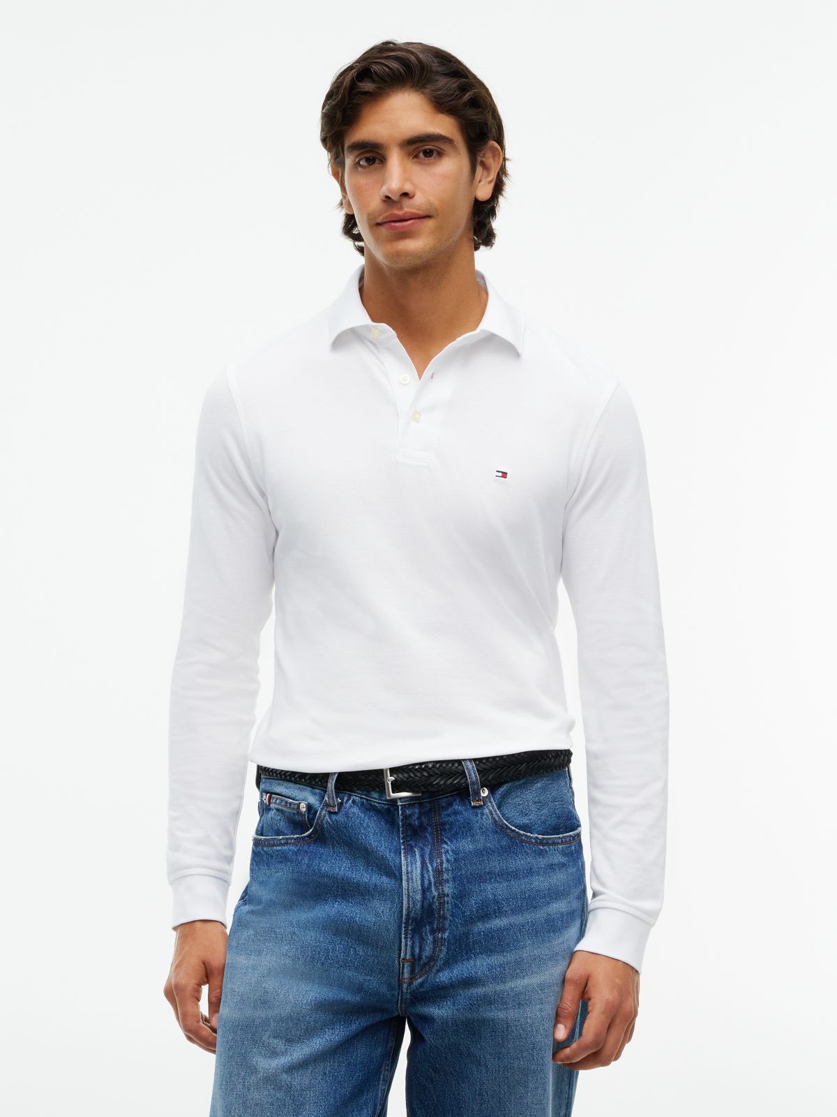 1985 Slim Fit Long Sleeve Polo Shirt — White