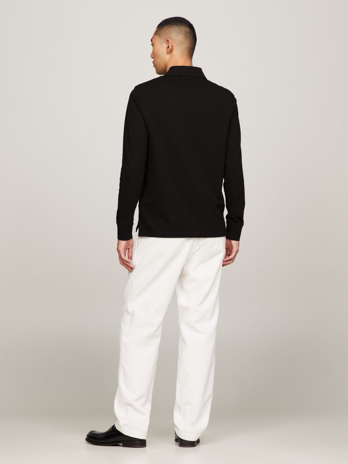 1985 Regular Fit Long Sleeve Polo Shirt — Black
