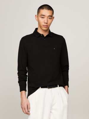 Tommy hilfiger black long sleeve clearance polo