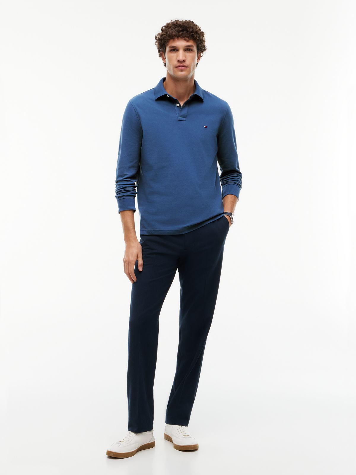 1985 Regular Fit Long Sleeve Polo Shirt — Blue