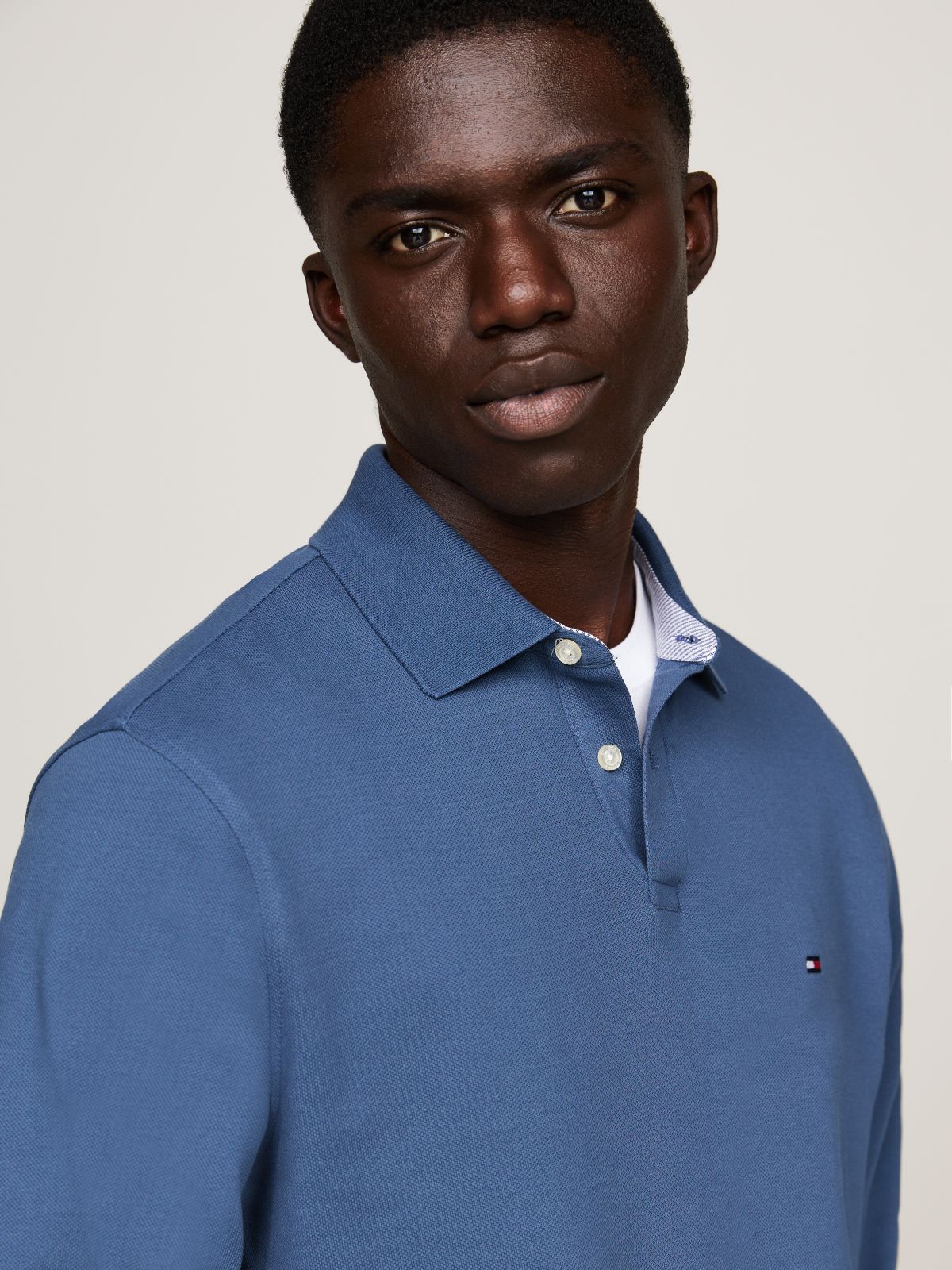 1985 Regular Fit Long Sleeve Polo Shirt — Blue
