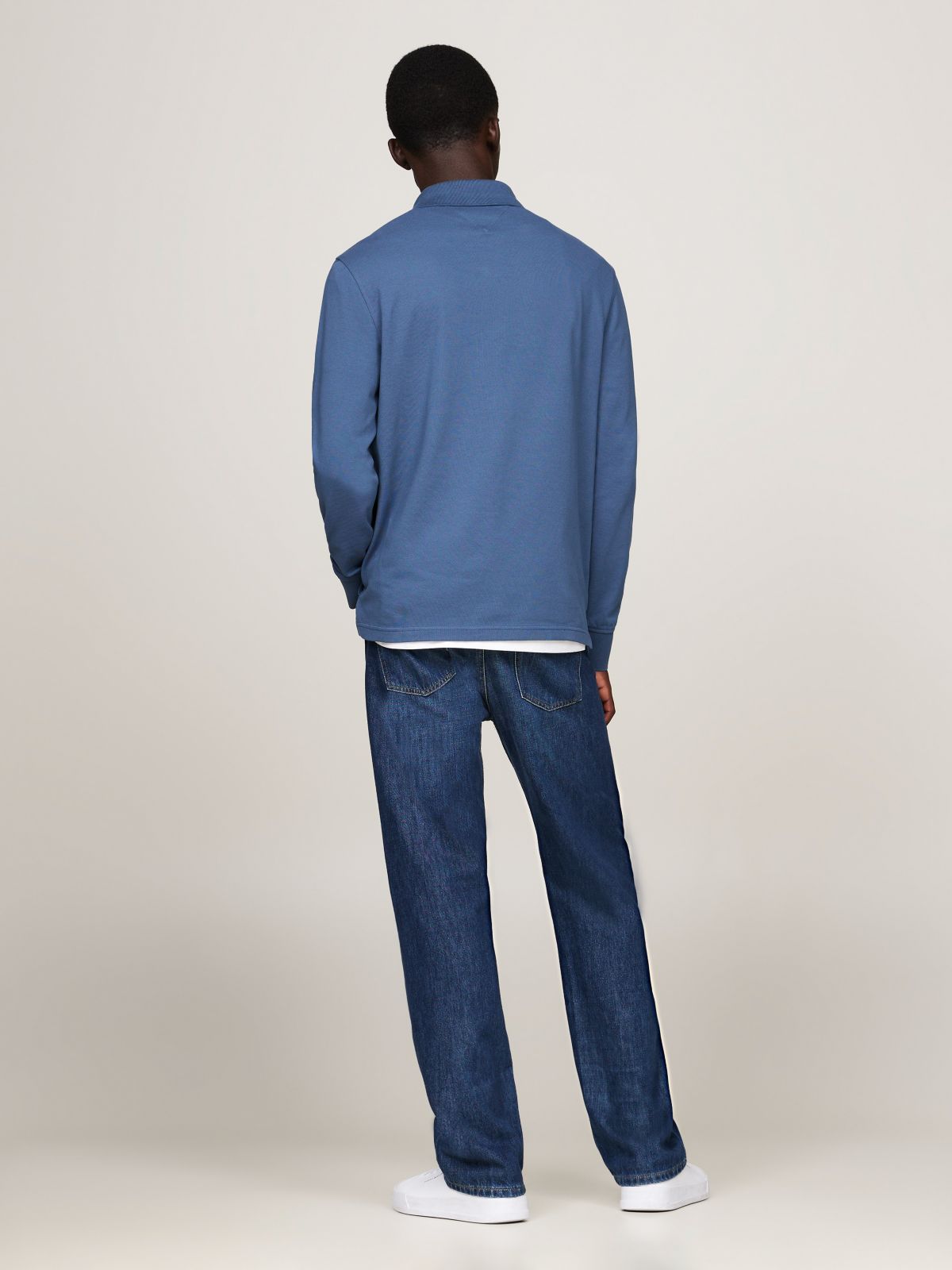 1985 Regular Fit Long Sleeve Polo Shirt — Blue