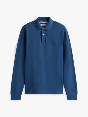 blue 1985 collection long sleeve regular polo shirt for men tommy hilfiger