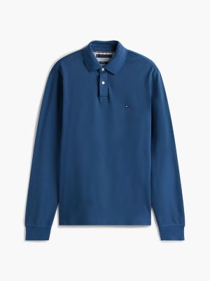 blue 1985 regular fit long sleeve polo shirt for men tommy hilfiger