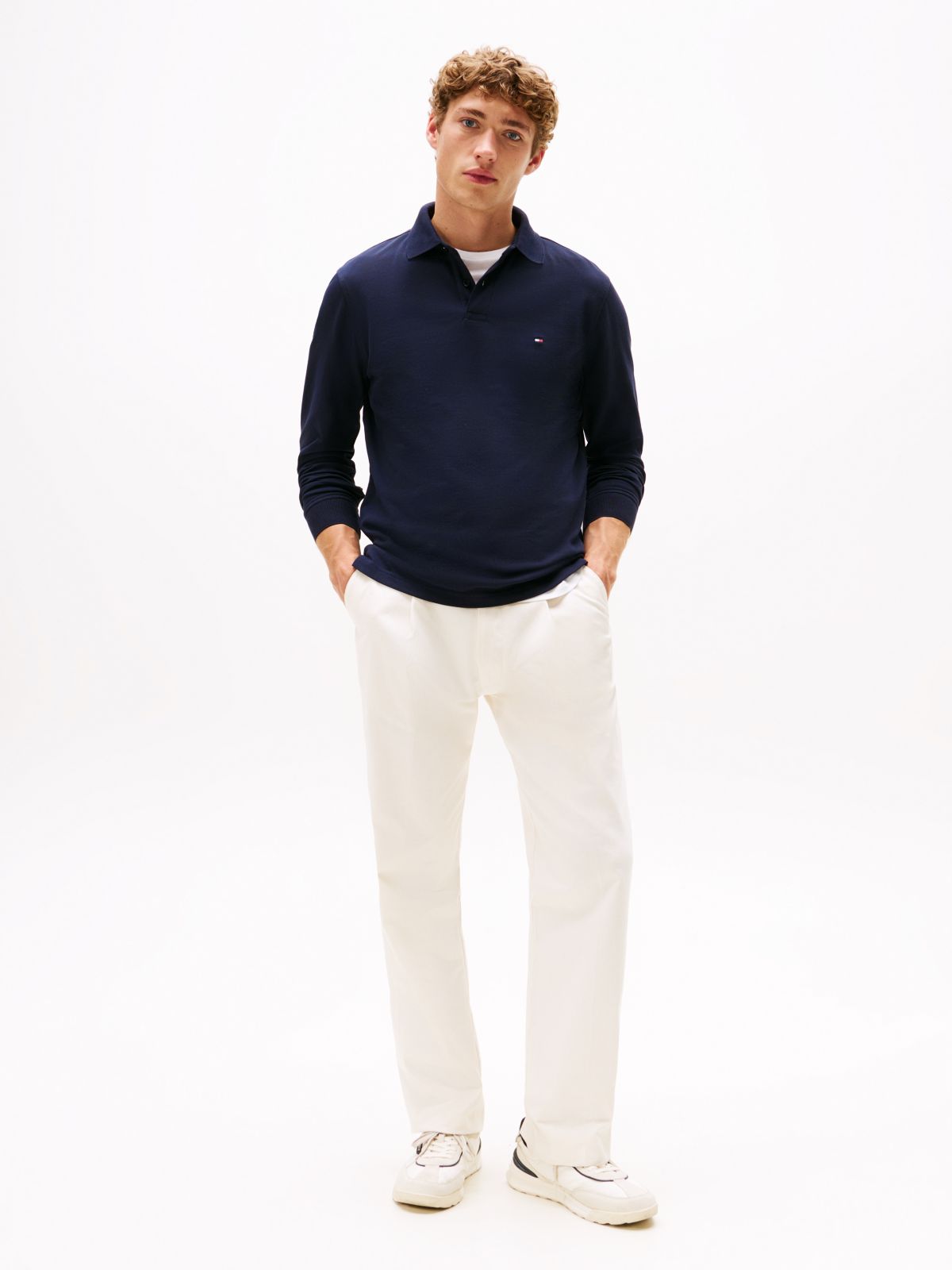 1985 Regular Fit Long Sleeve Polo Shirt — Blue