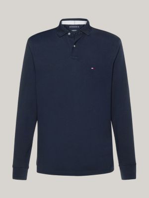 polo coupe standard 1985 collection manches longues bleu pour hommes tommy hilfiger