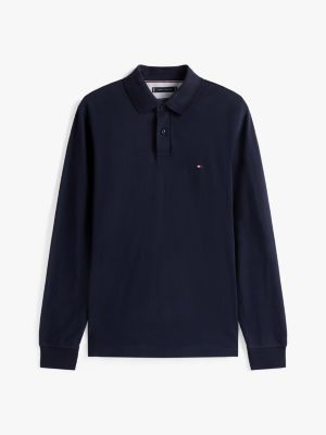 blue 1985 collection long sleeve regular polo shirt for men tommy hilfiger