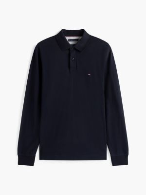blue 1985 regular fit long sleeve polo shirt for men tommy hilfiger