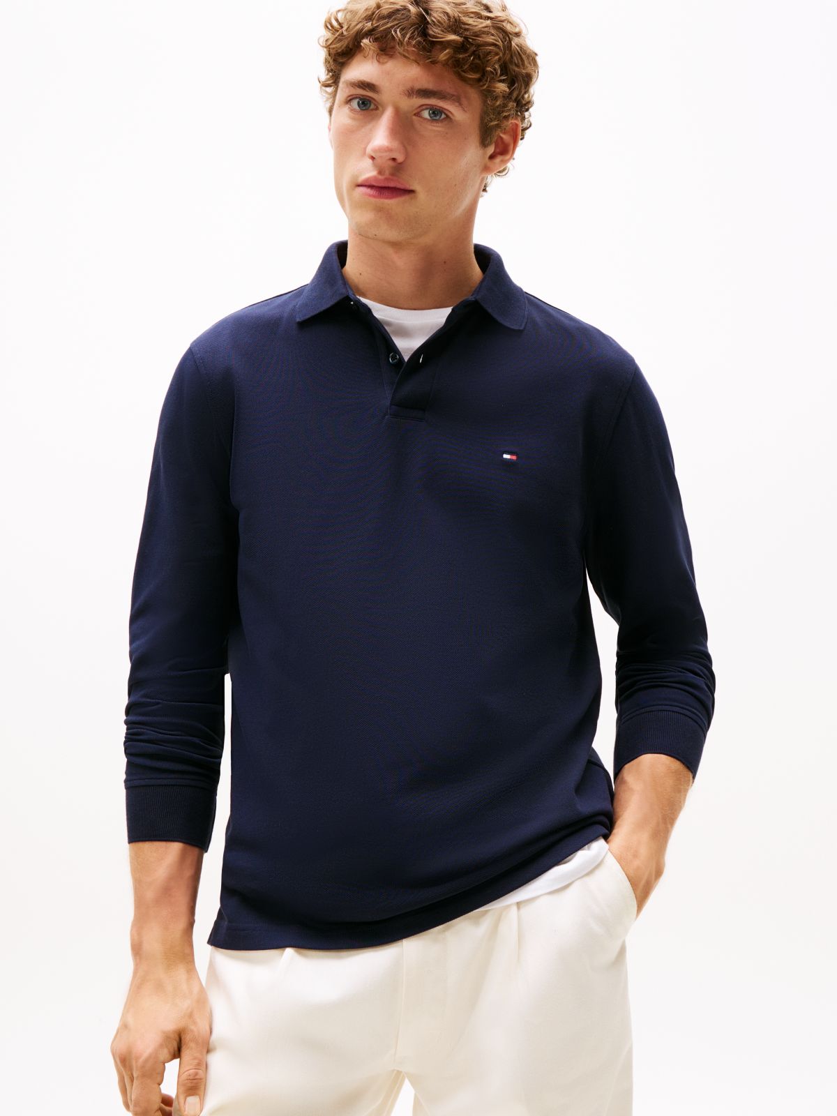1985 Regular Fit Long Sleeve Polo Shirt — Blue