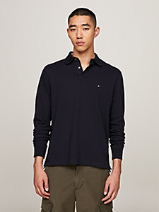 blue 1985 collection regular fit long sleeve polo for men tommy hilfiger