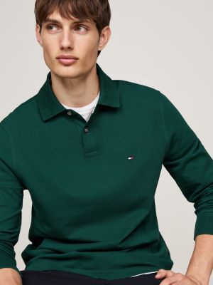 green 1985 collection long sleeve regular polo shirt for men tommy hilfiger