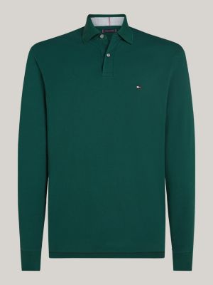 polo coupe standard 1985 collection manches longues vert pour hommes tommy hilfiger