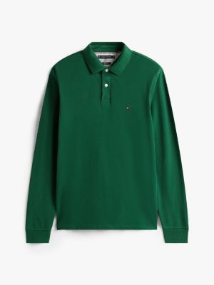 polo coupe standard 1985 collection manches longues vert pour hommes tommy hilfiger