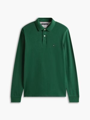 green 1985 regular fit long sleeve polo shirt for men tommy hilfiger