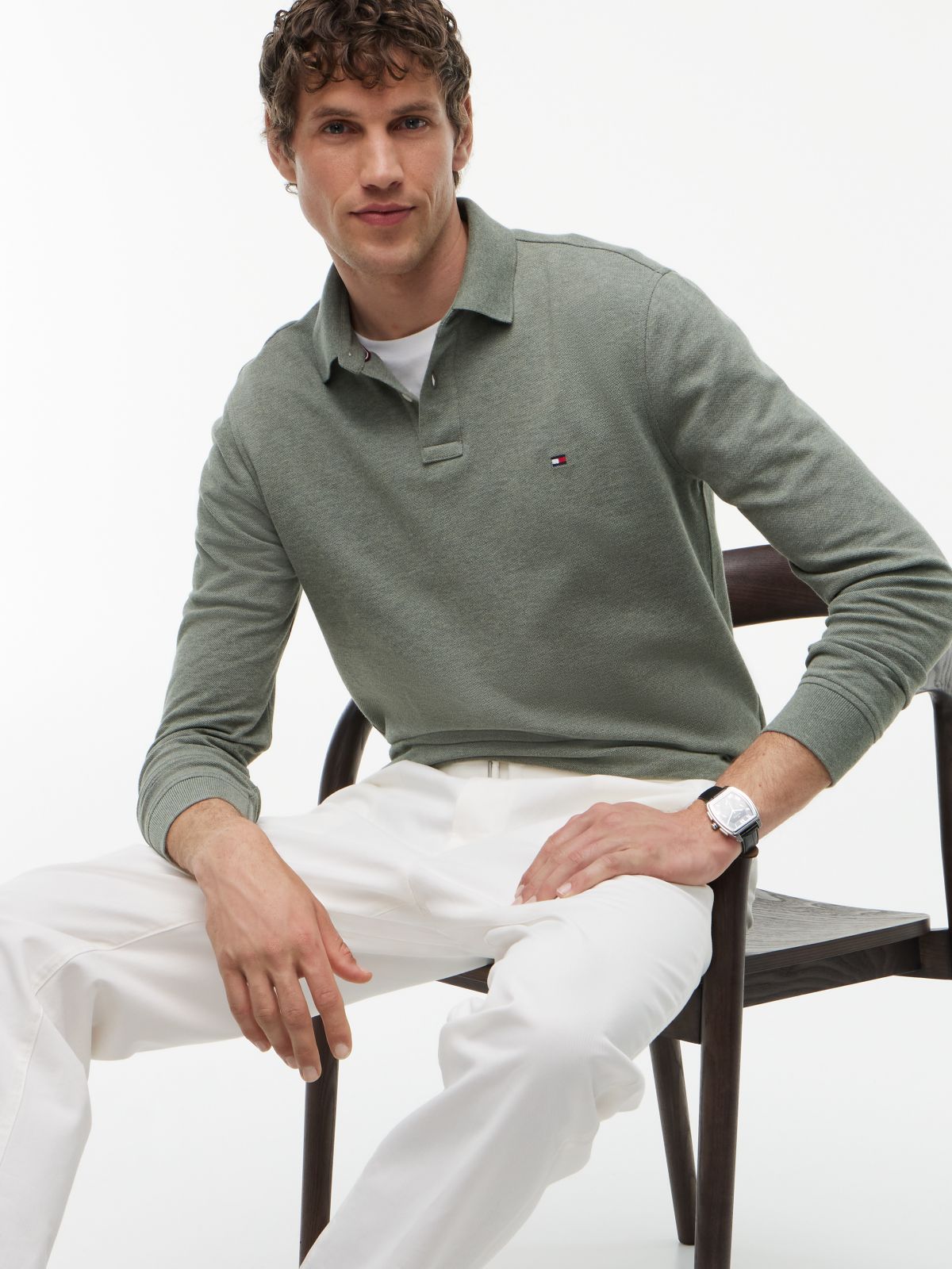 1985 Regular Fit Long Sleeve Polo Shirt — Green