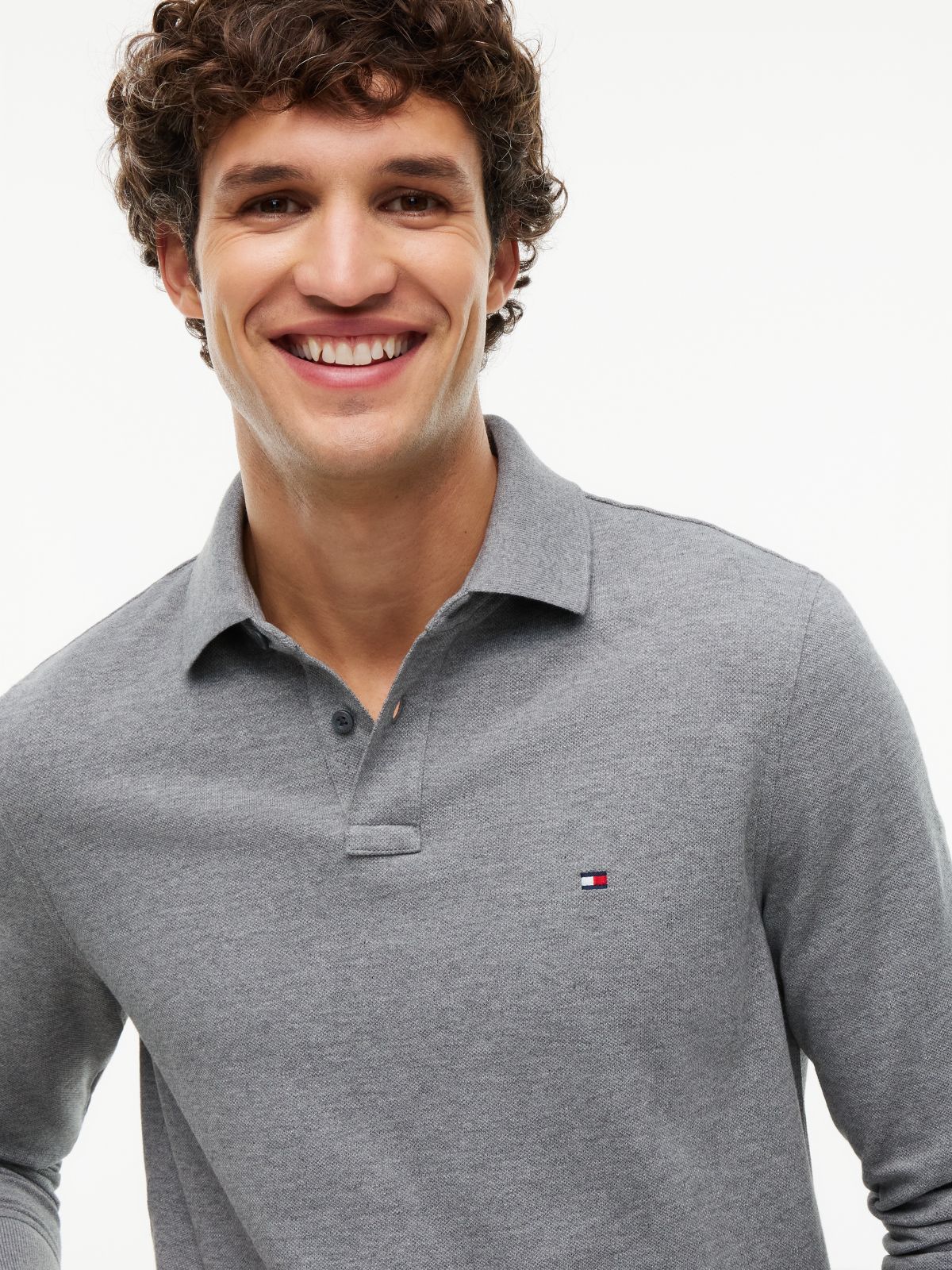 1985 Regular Fit Long Sleeve Polo Shirt — Grey