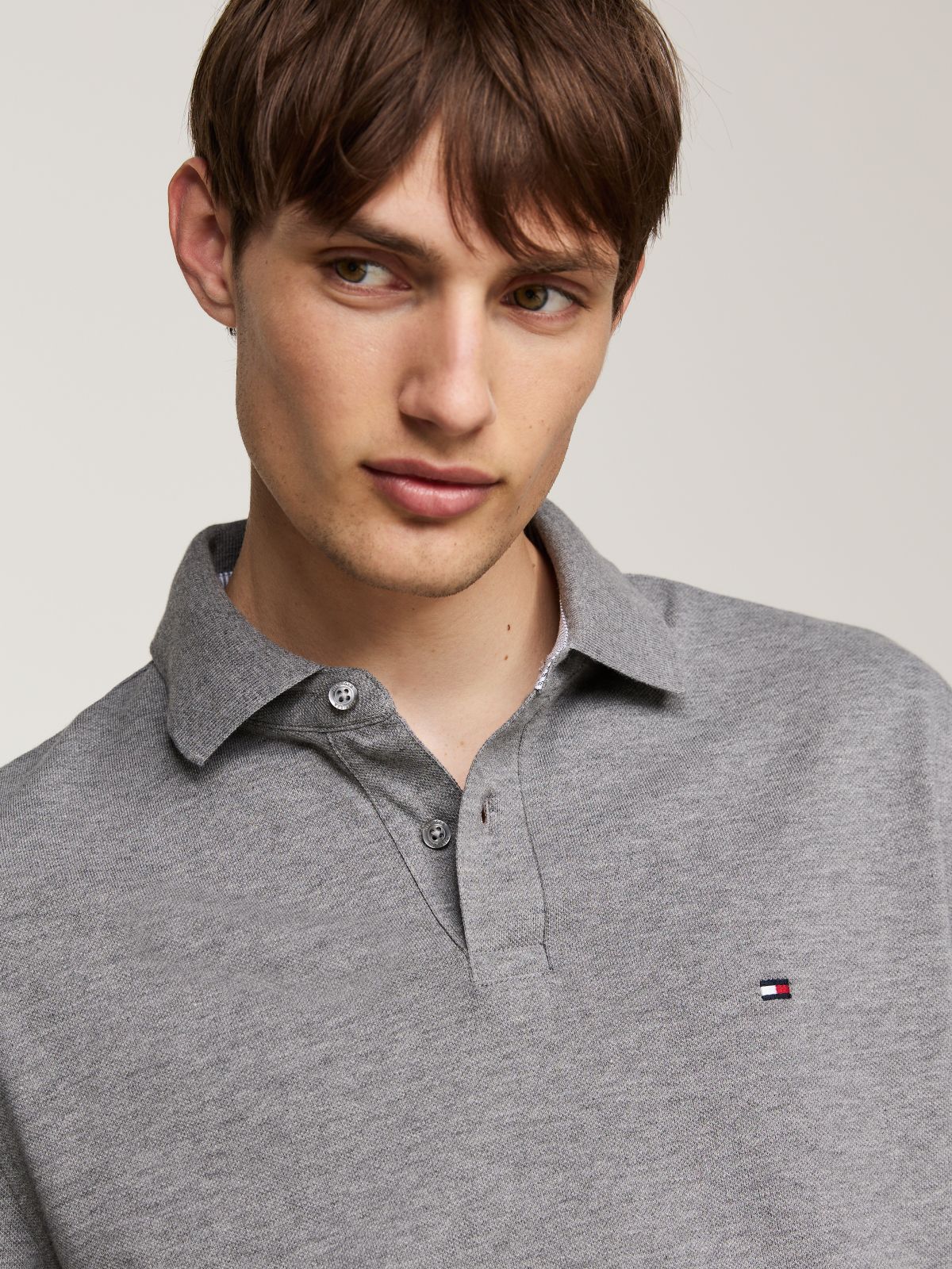 1985 Regular Fit Long Sleeve Polo Shirt — Grey