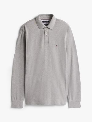 polo coupe standard 1985 à manches longues gris pour hommes tommy hilfiger