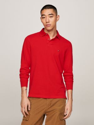 tommy hilfiger red long sleeve polo