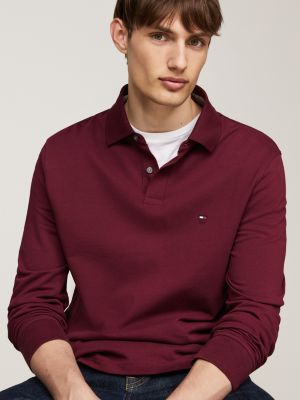 polo coupe standard 1985 collection manches longues rouge pour hommes tommy hilfiger