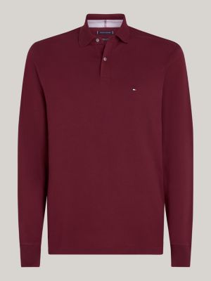 rot 1985 collection regular fit langarm-poloshirt für herren - tommy hilfiger