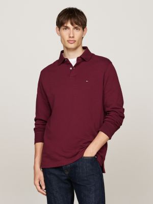 polo coupe standard 1985 collection manches longues rouge pour hommes tommy hilfiger