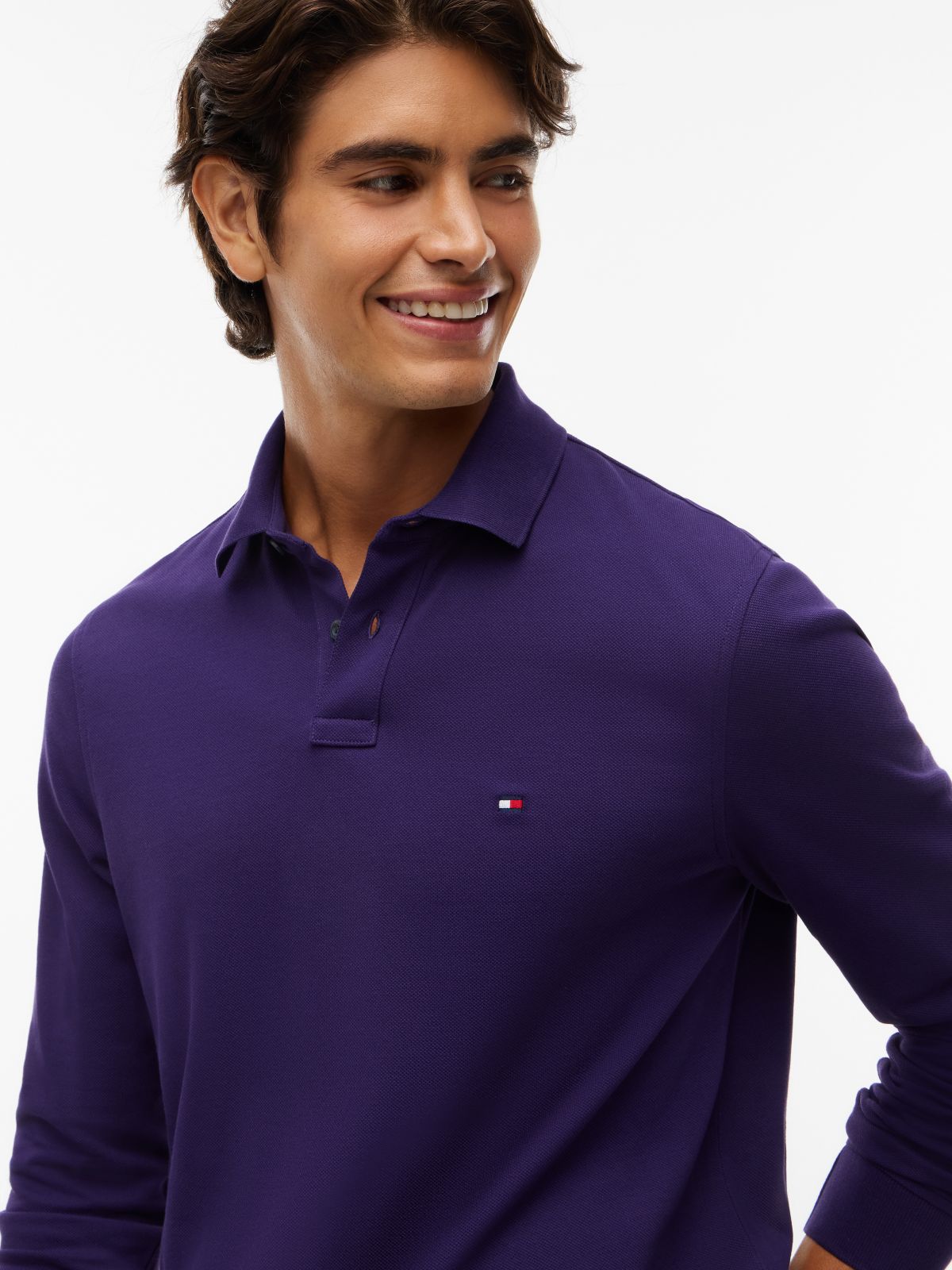 1985 Regular Fit Long Sleeve Polo Shirt — Purple