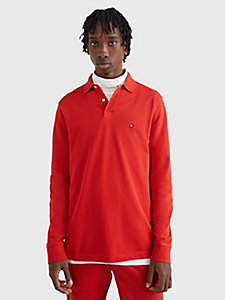 red 1985 collection regular fit long sleeve polo for men tommy hilfiger