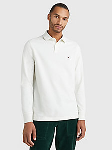 white 1985 collection regular fit long sleeve polo for men tommy hilfiger