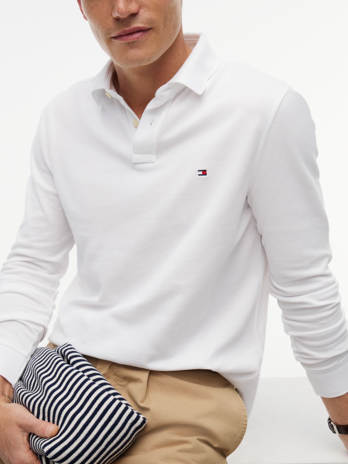 1985 Regular Fit Long Sleeve Polo Shirt — White