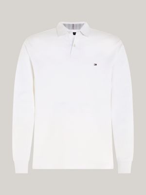 polo coupe standard 1985 collection manches longues blanc pour hommes tommy hilfiger