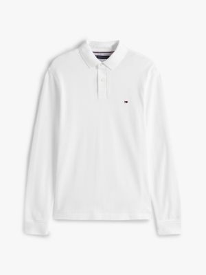 white 1985 collection long sleeve regular polo shirt for men tommy hilfiger