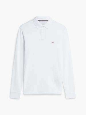 white 1985 regular fit long sleeve polo shirt for men tommy hilfiger