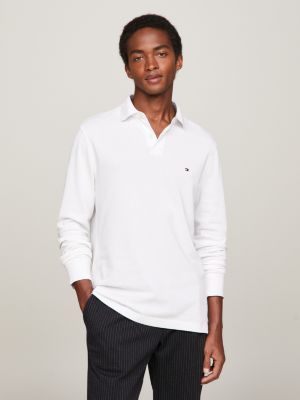 polo coupe standard 1985 collection manches longues blanc pour hommes tommy hilfiger