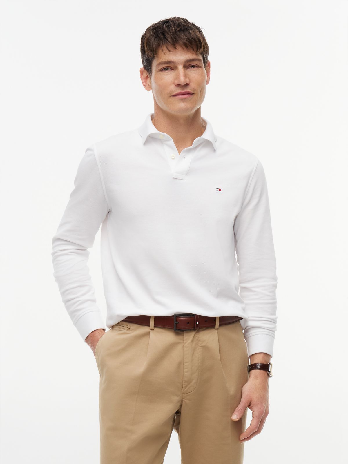 1985 Regular Fit Long Sleeve Polo Shirt — White