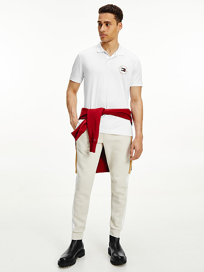 polo coupe standard icons en pur coton blanc pour hommes tommy hilfiger