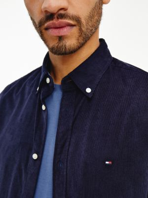 TH Flex Slim Fit Cord-Hemd | BLAU | Tommy Hilfiger