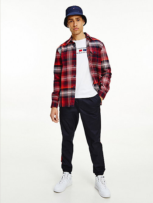 blue shadow check relaxed fit overshirt for men tommy hilfiger