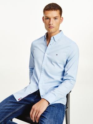 Chemise ajustée en coton alvéolé TH Flex | BLEU | Tommy Hilfiger