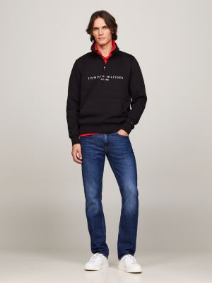 Quarter Zip Mock Turtleneck Sweatshirt Black Tommy Hilfiger