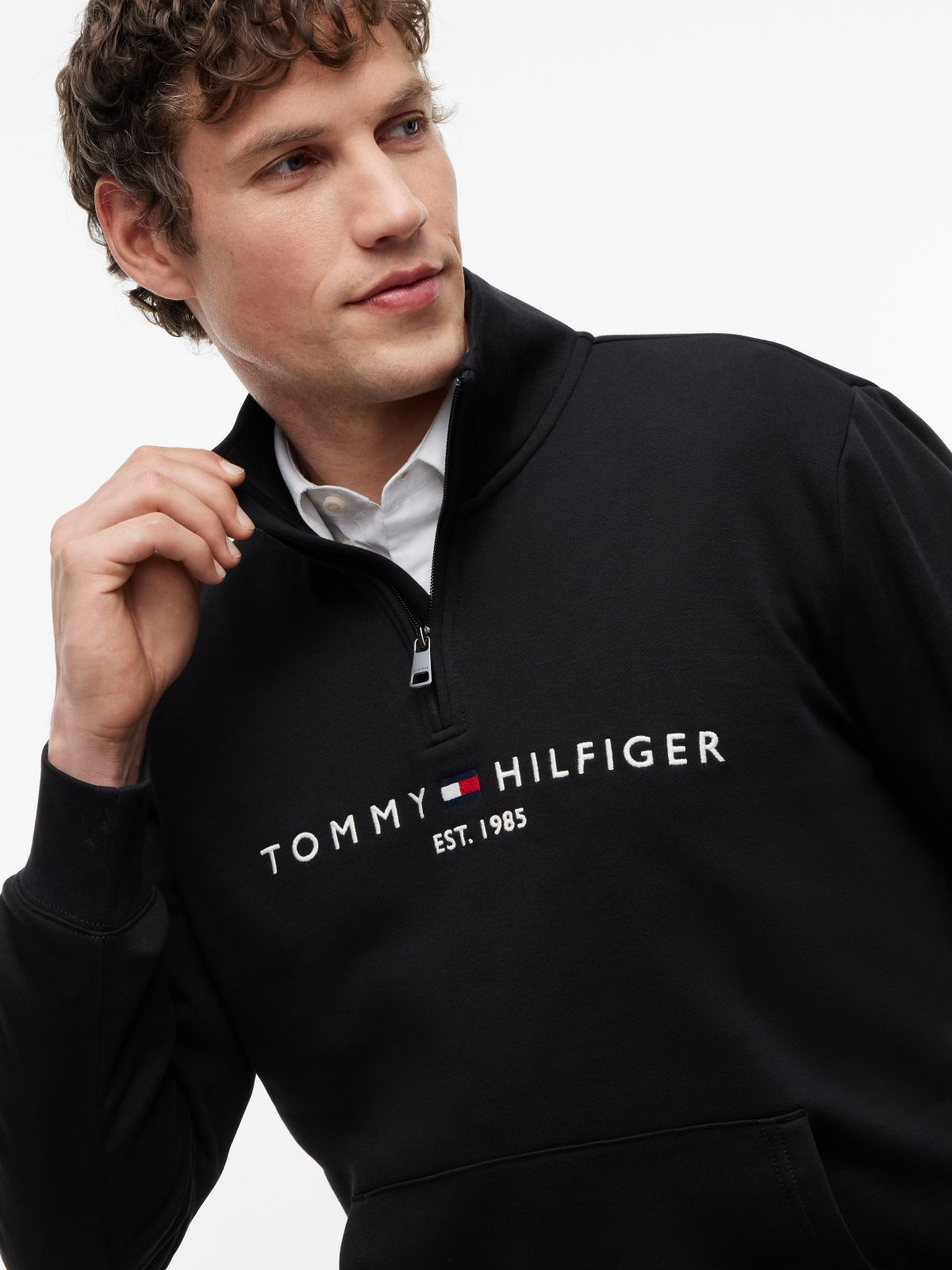 Logo Fleece Quarter-Zip Sweatshirt — Black