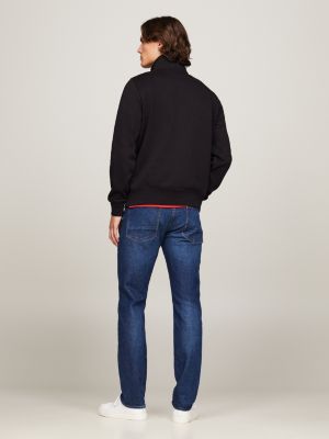 black quarter-zip mock turtleneck sweatshirt for men tommy hilfiger