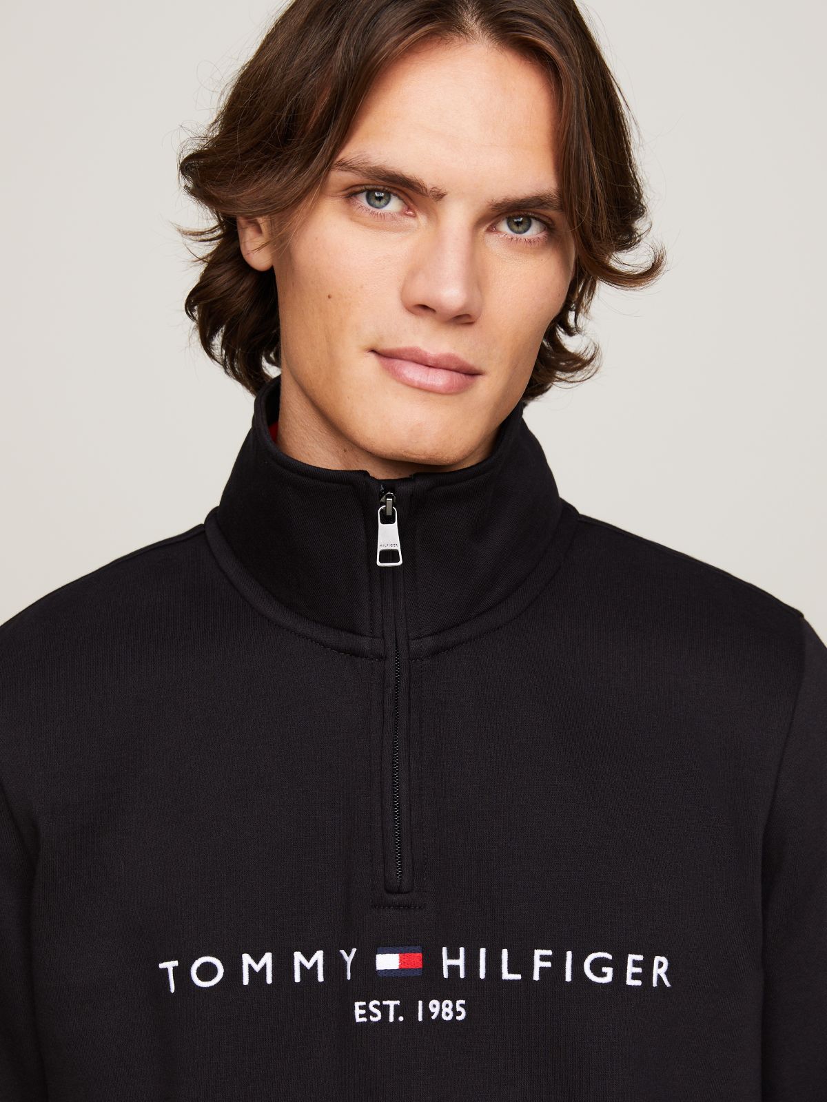 Logo Fleece Quarter-Zip Sweatshirt — Black