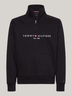 Quarter Zip Mock Turtleneck Sweatshirt Black Tommy Hilfiger