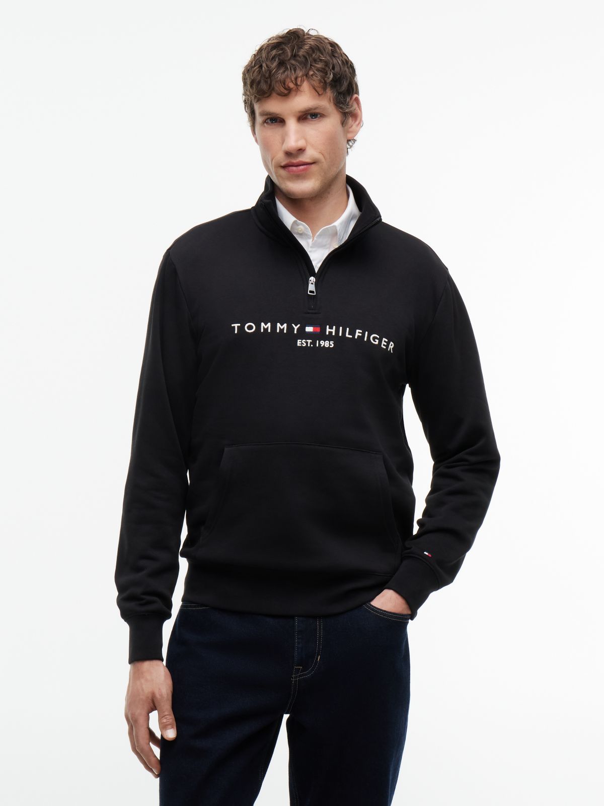 Logo Fleece Quarter-Zip Sweatshirt — Black