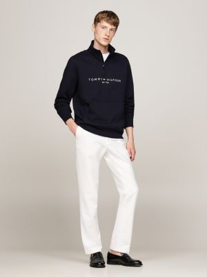 Tommy Hilfiger embroidered logo half zip sweatshirt in navy