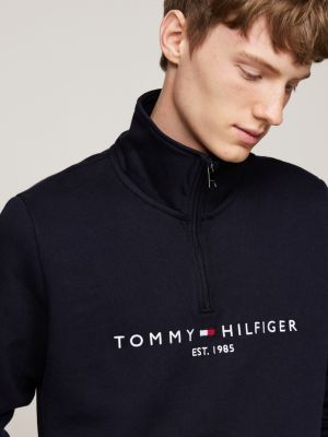 Quarter Zip Mock Turtleneck Sweatshirt Blue Tommy Hilfiger