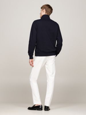 blue quarter-zip mock turtleneck sweatshirt for men tommy hilfiger