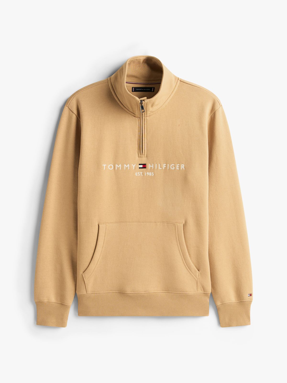 Logo Fleece Quarter-Zip Sweatshirt — Beige