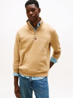Logo Fleece Quarter-Zip Sweatshirt — Beige 1